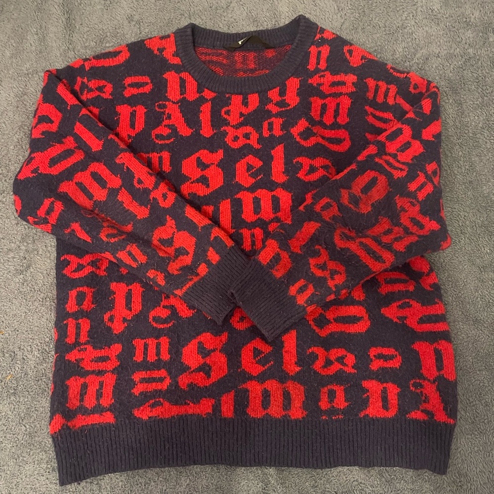 Palm Angels Red and Blue Monogram Crewneck